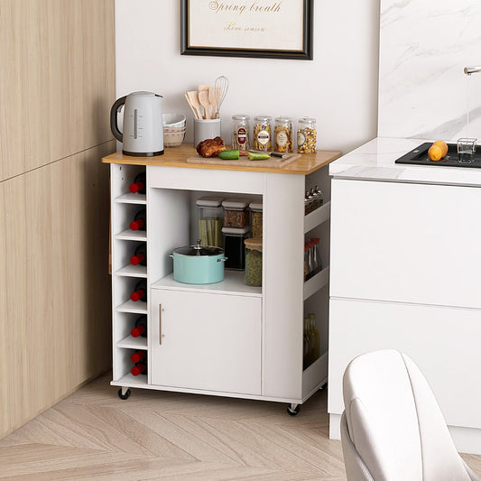 Costway Rolling Kitchen Cart with Towel Rack for Dining Room
