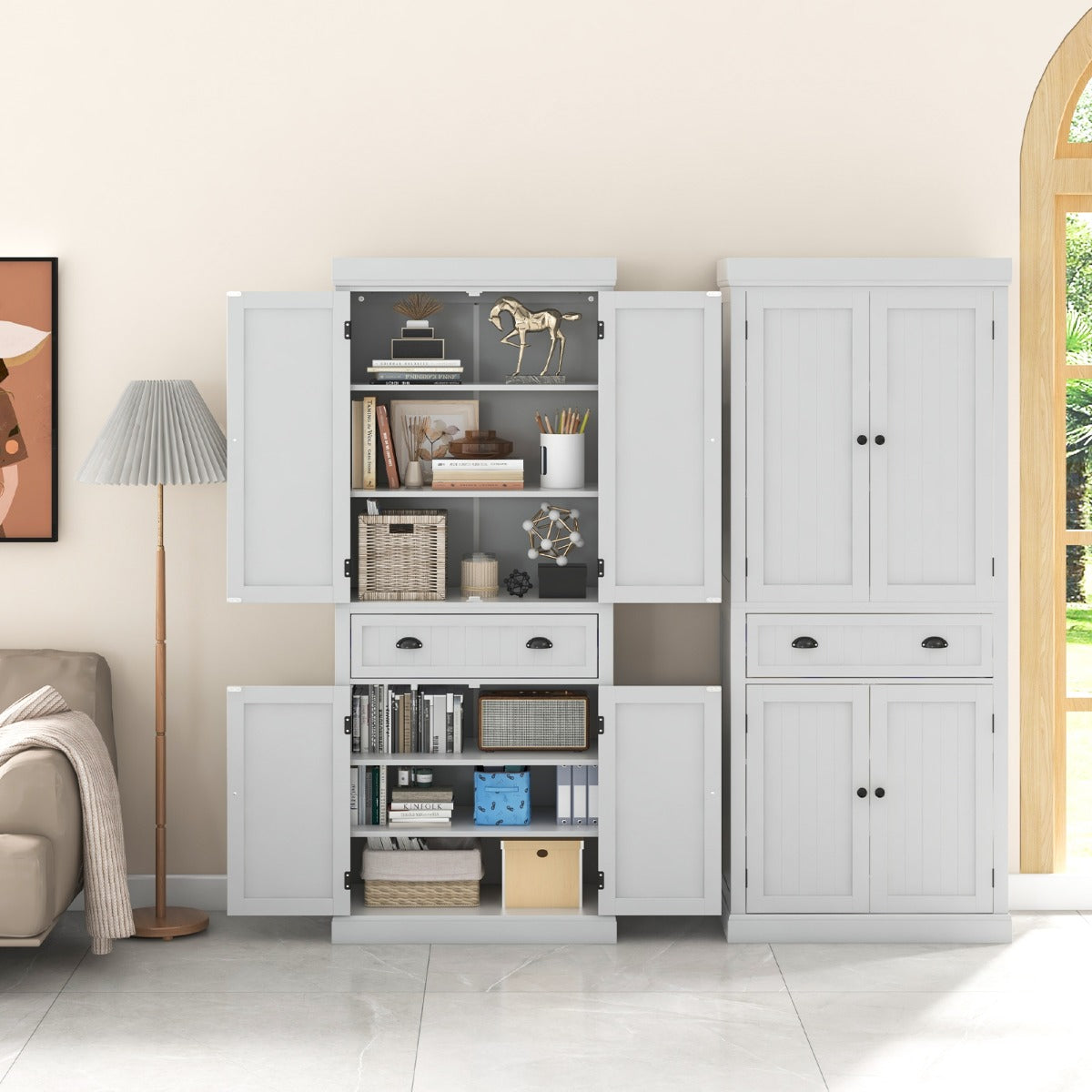 Smooth metal drawer rails and handles make opening and closing the storage compartments easy and quiet