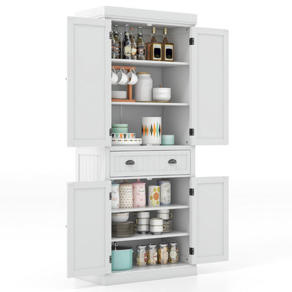 Magnetic catches hold the four pantry doors firmly closed to keep contents tidy and protected from dust
