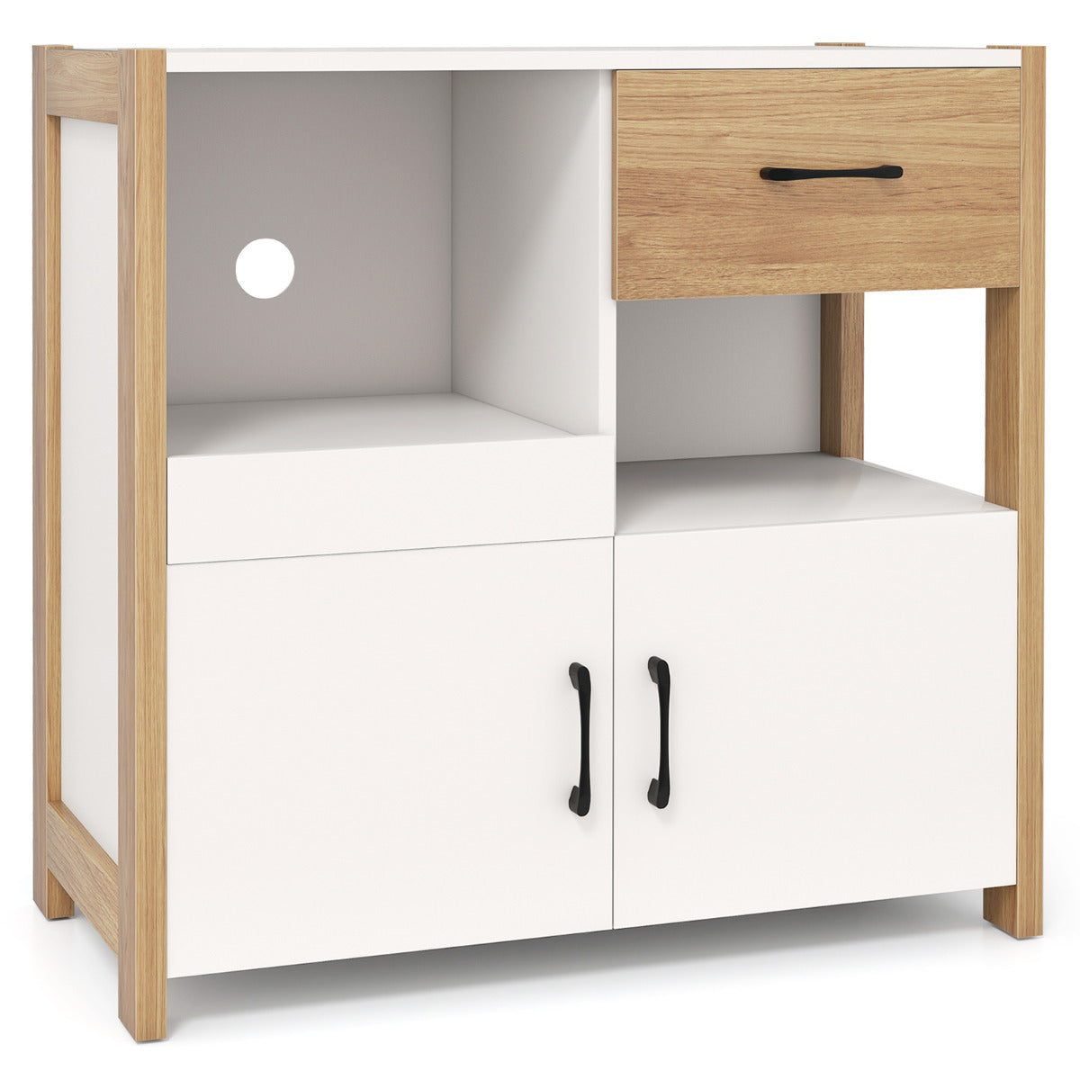 Kitchen Storage Cabinet with Drawer and 2 Doors-White