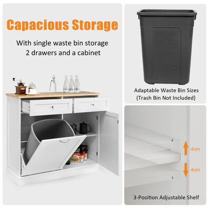 Kitchen Trash Can with Adjustable Shelf for Kitchen-White