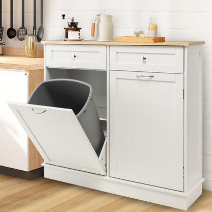 Kitchen Trash Can with Adjustable Shelf for Kitchen-White