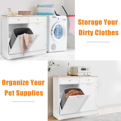 Kitchen Trash Can with Adjustable Shelf for Kitchen-White