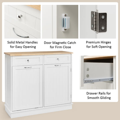 Kitchen Trash Can with Adjustable Shelf for Kitchen-White