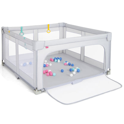 150cm x 150cm Large Baby Playpen with Zipper Gate-Grey