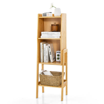 Costway Modern Natural Bamboo Organizer Shelf for Home/Office-4-Tier