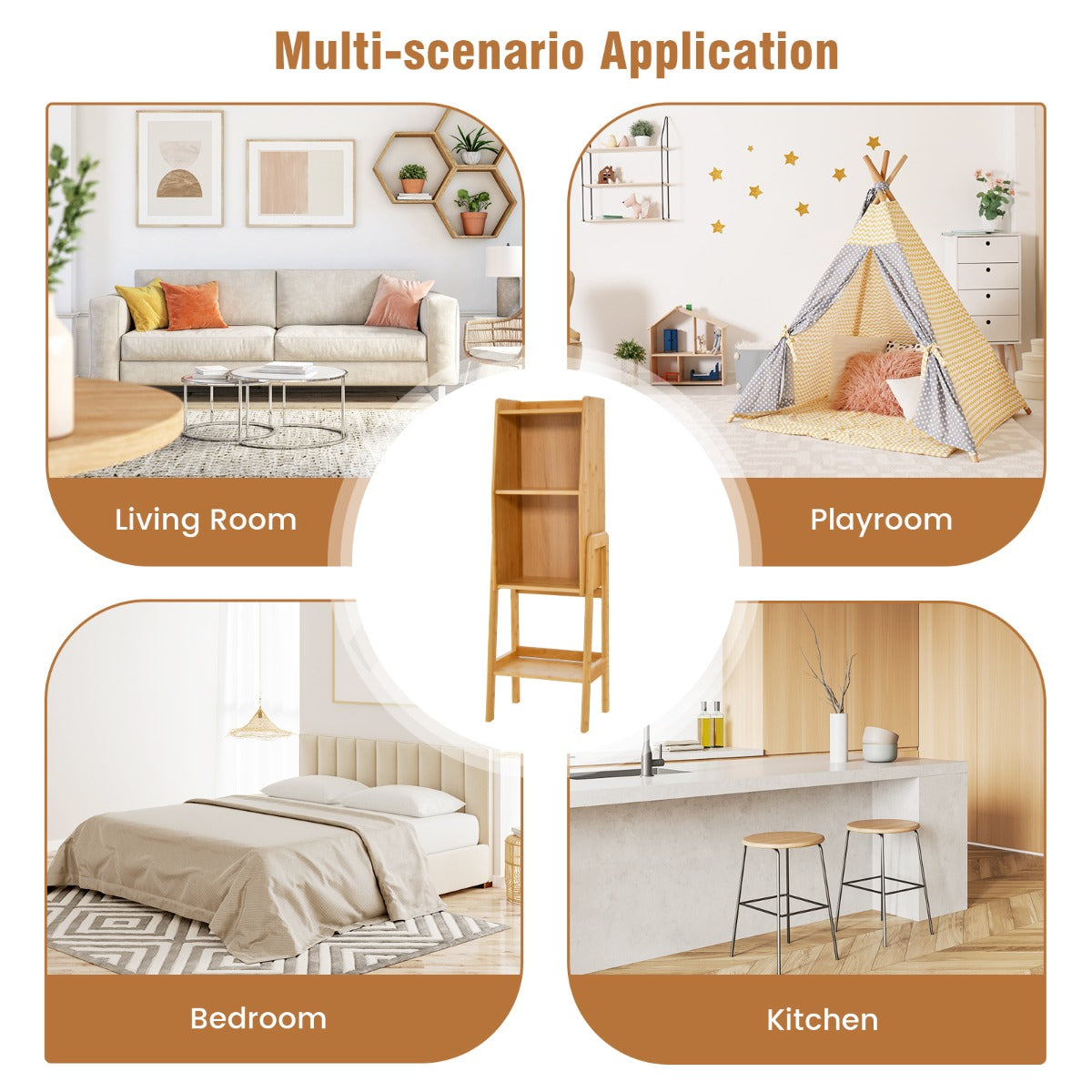 Strong bamboo shelves support up to 20 kilograms per tier for reliable everyday storage