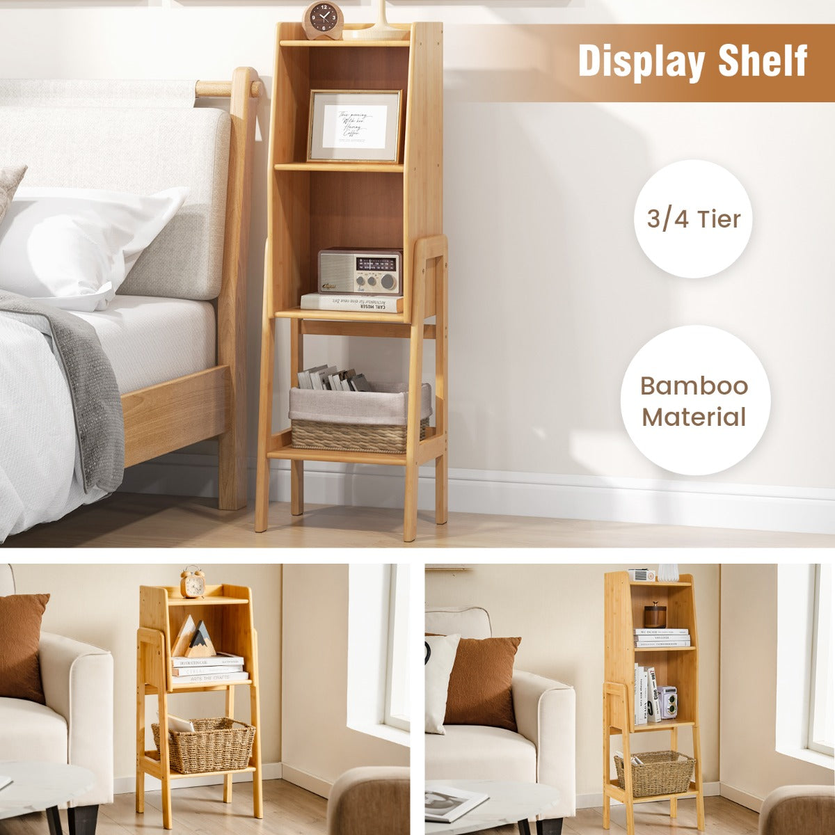 Compact vertical profile provides useful organization without taking up excessive floor space