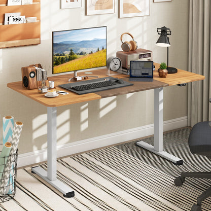 Large Electric Standing Desk with Button Controller for Office-Beige