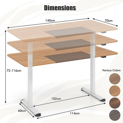Large Electric Standing Desk with Button Controller for Office-Beige