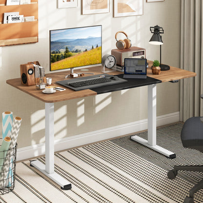 Large Electric Standing Desk with Button Controller for Office-Natural