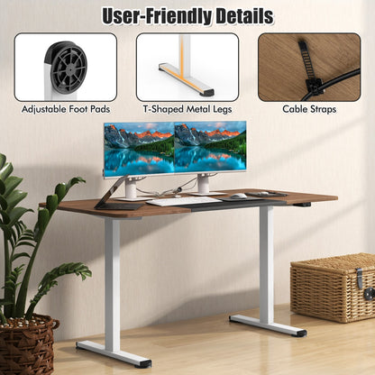 Large Electric Standing Desk with Button Controller for Office-Natural