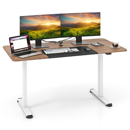 Large Electric Standing Desk with Button Controller for Office-Natural