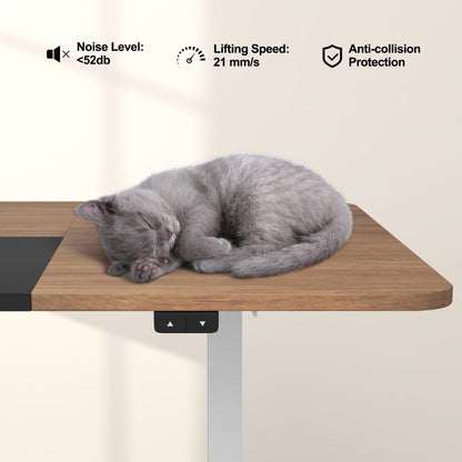 Large Electric Standing Desk with Button Controller for Office-Natural