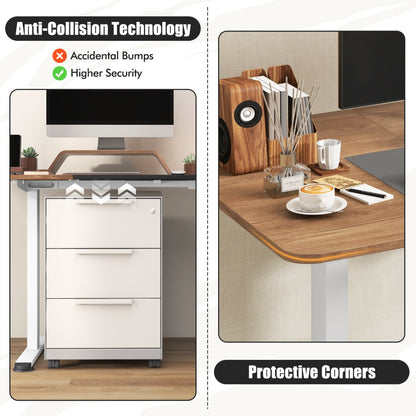Large Electric Standing Desk with Button Controller for Office-Natural