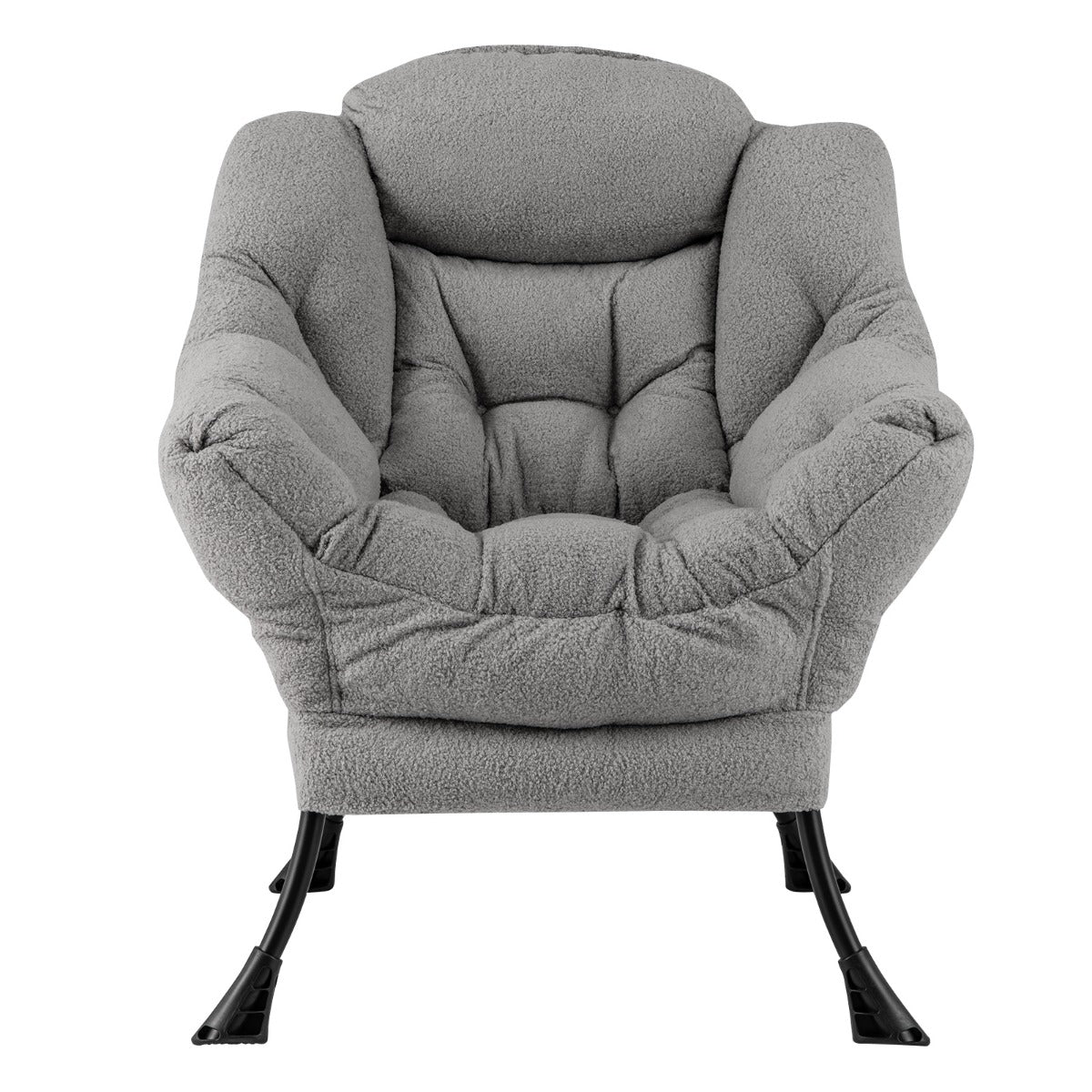 Large Lazy Chair with Cozy Head Pillow and Stylish Tufted Back-Grey