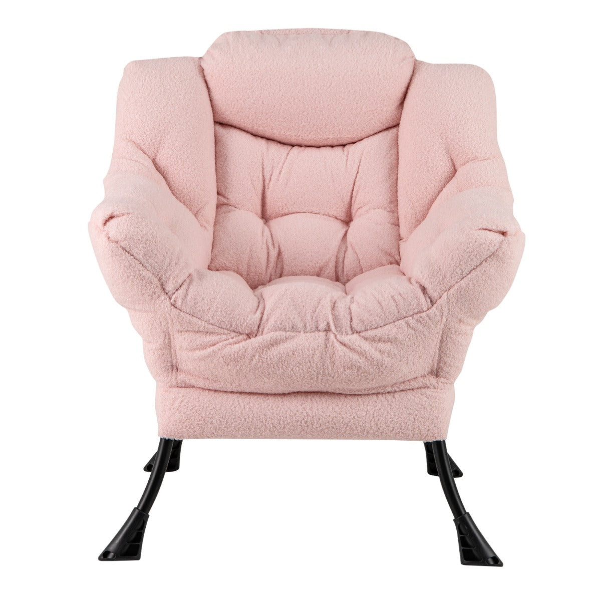 Large Lazy Chair with Cozy Head Pillow and Stylish Tufted Back-Pink