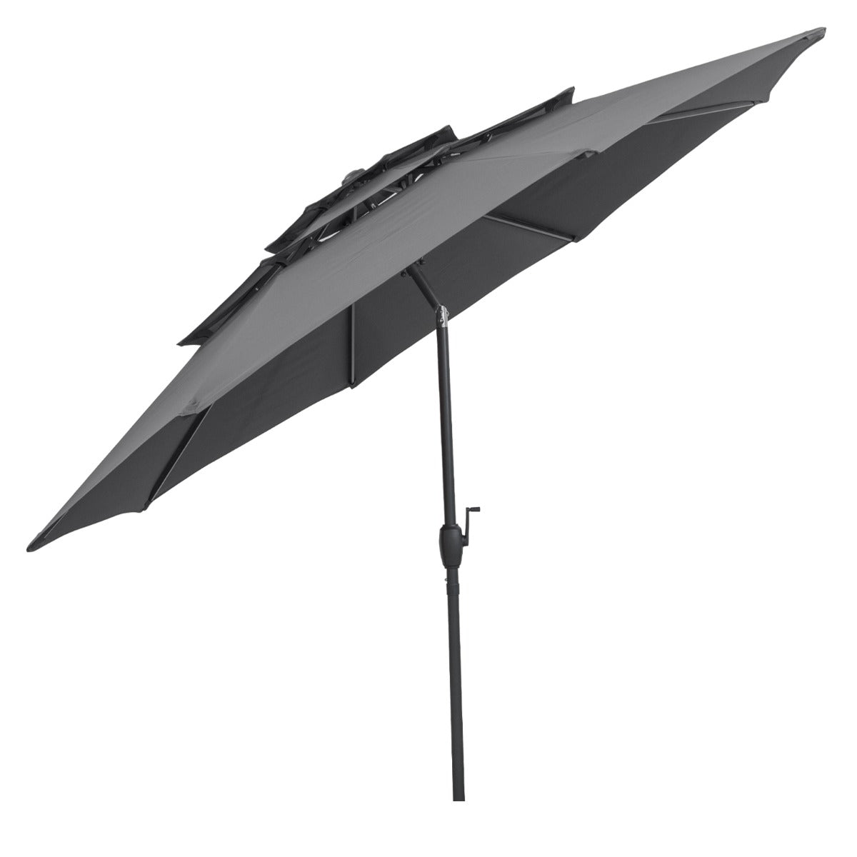 Large Market Table Umbrella with Push Button Tilt and Crank Handle-Grey