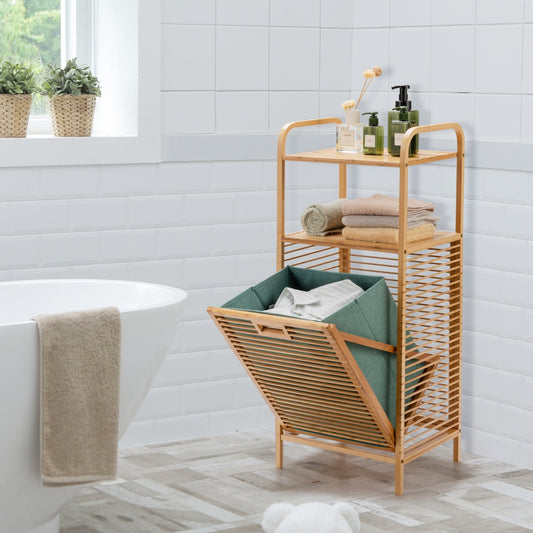Tilt-out Laundry Hamper with Removable Liner for Bathroom, Laundry Room and Wardrobe