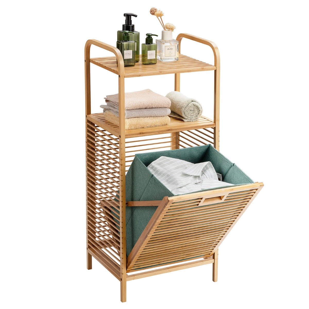 Tilt-out Laundry Hamper with Removable Liner for Bathroom, Laundry Room and Wardrobe