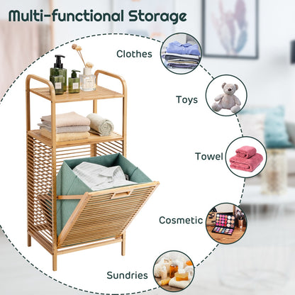 Tilt-out Laundry Hamper with Removable Liner for Bathroom, Laundry Room and Wardrobe