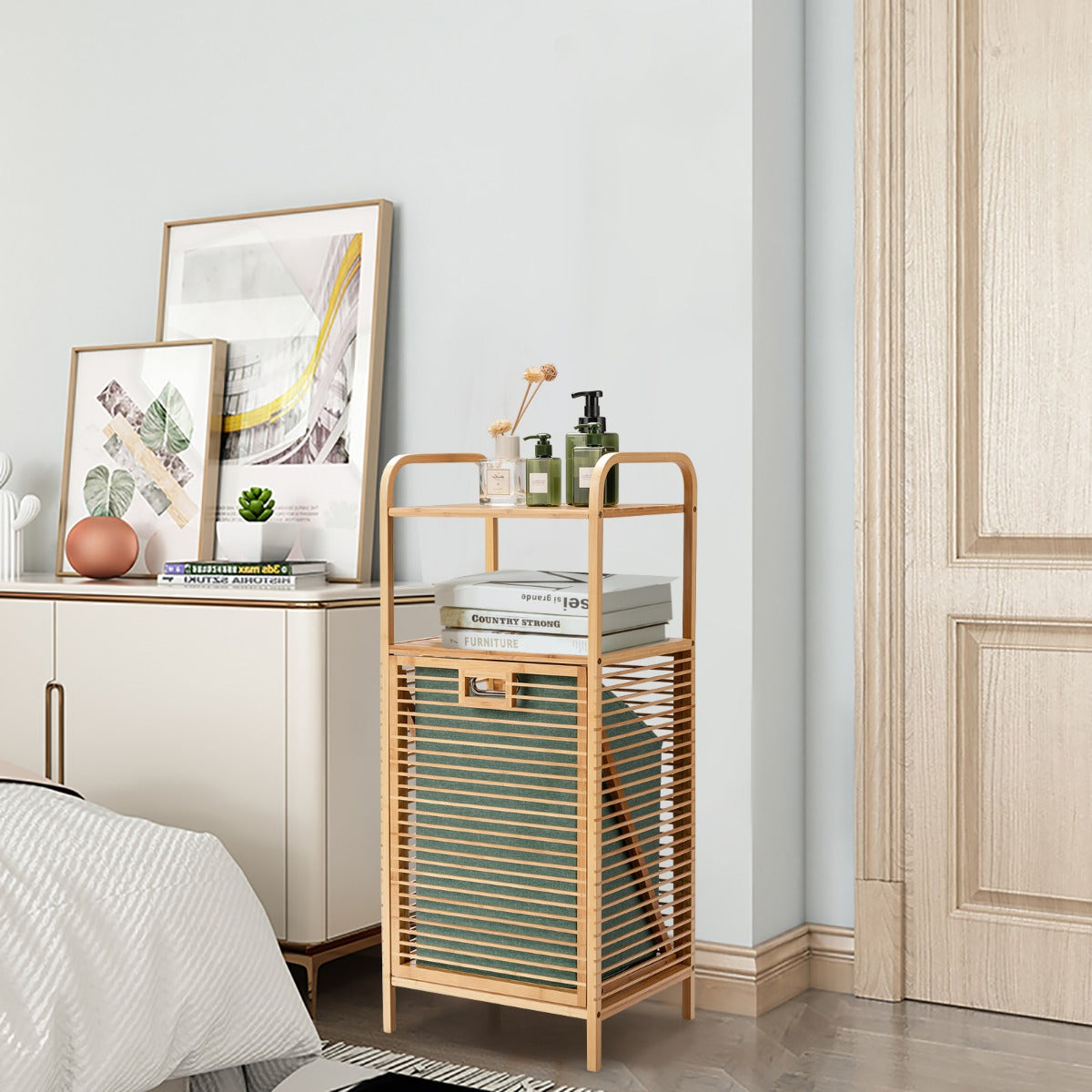 Tilt-out Laundry Hamper with Removable Liner for Bathroom, Laundry Room and Wardrobe