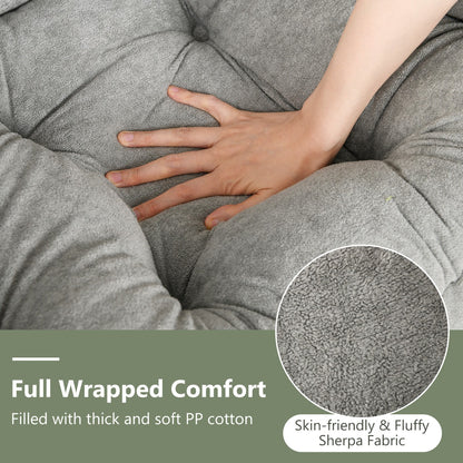 Lazy Chair with Ottoman with Folding Footrest and Side Pocket-Grey