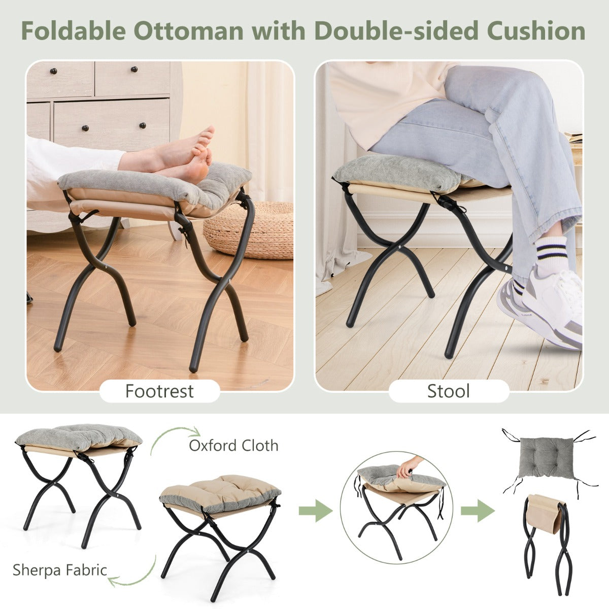 Lazy Chair with Ottoman with Folding Footrest and Side Pocket-Grey