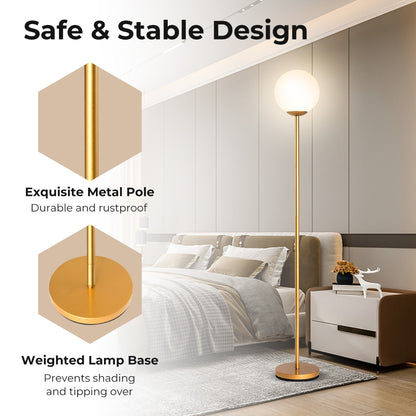 Costway LED Floor Lamp with Acrylic Lampshade-Golden