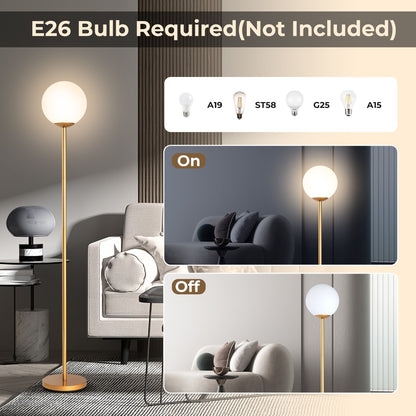Costway LED Floor Lamp with Acrylic Lampshade-Golden