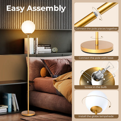Costway LED Floor Lamp with Acrylic Lampshade-Golden