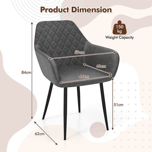 Gray two-piece dining chair set with curved backrests and high-density sponge cushions