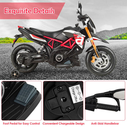Kids 12V motorcycle featuring built-in nursery rhymes, stories, music and an MP3 player