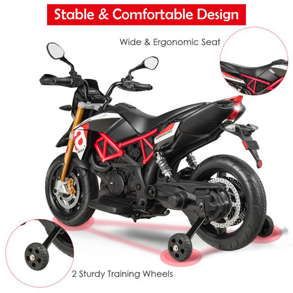 Comfortable children's electric motorcycle made from odorless PP with a supportive curved seat