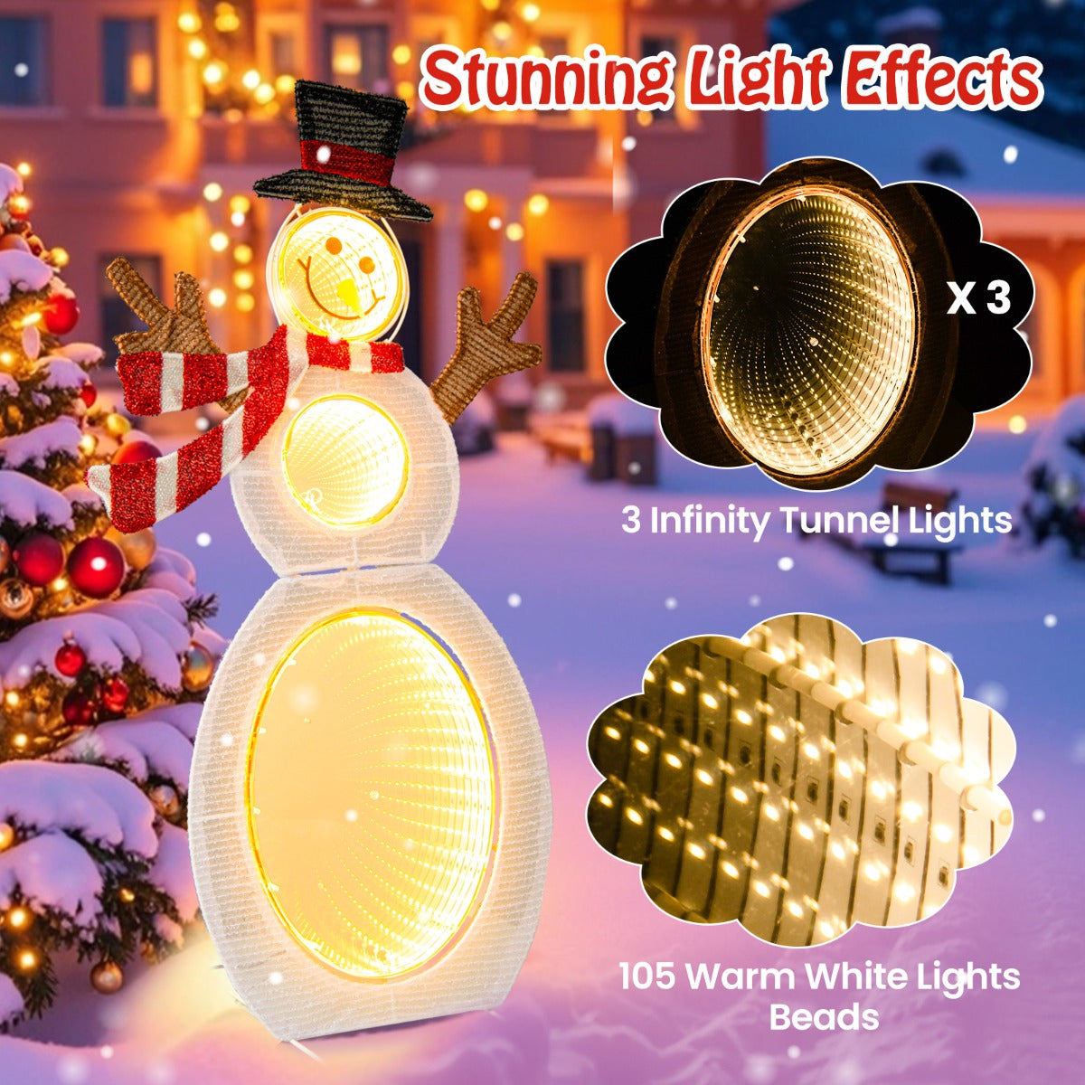 79 CM Lighted Snowman with 105 Built-in LED Lights