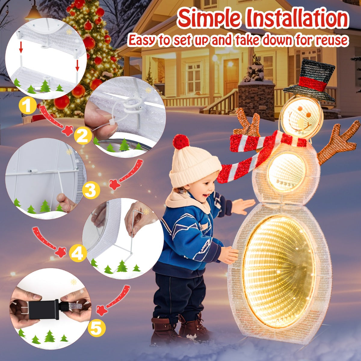 79 CM Lighted Snowman with 105 Built-in LED Lights