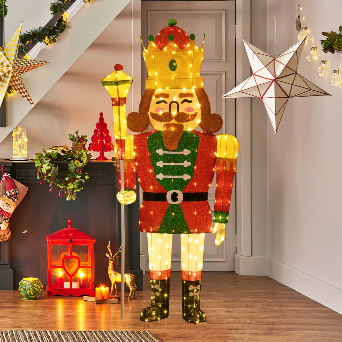 Pre-lit Outdoor Christmas Lightened Nutcracker King Decoration