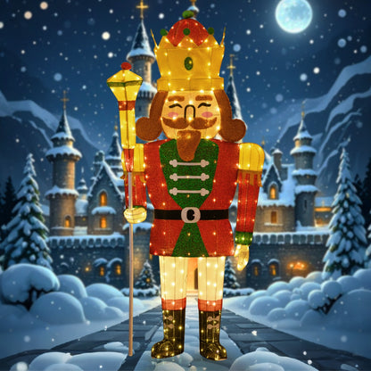 Pre-lit Outdoor Christmas Lightened Nutcracker King Decoration