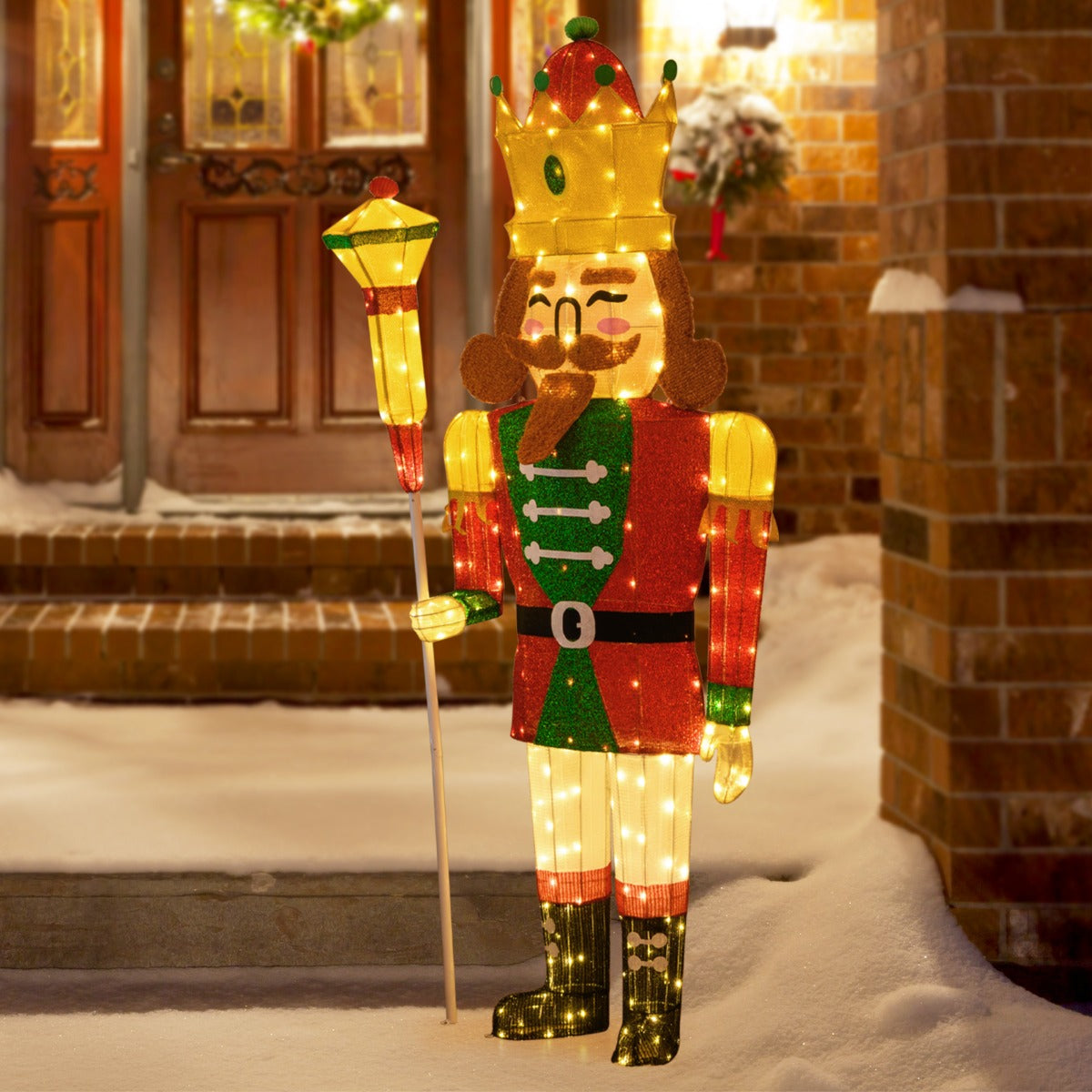 Pre-lit Outdoor Christmas Lightened Nutcracker King Decoration