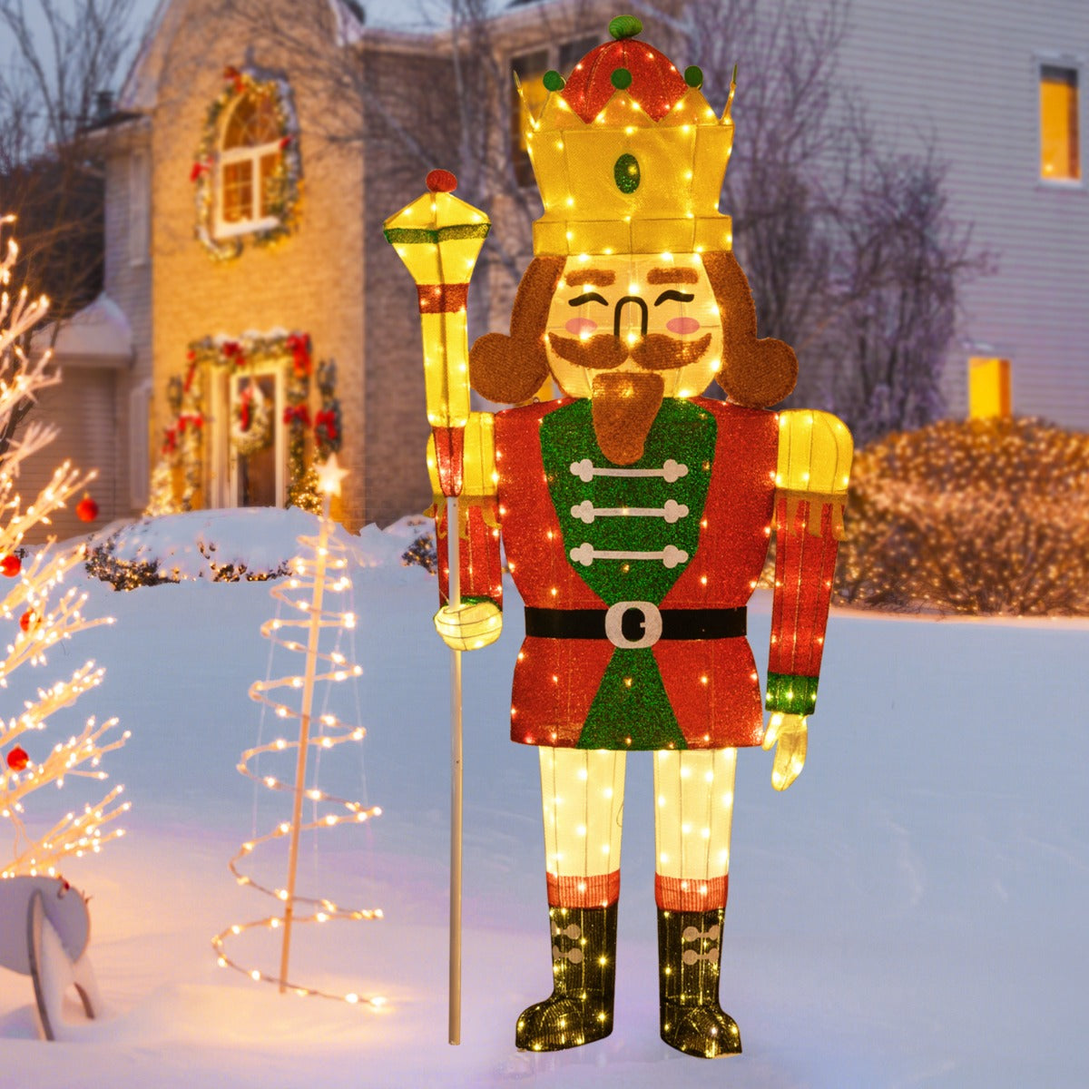 Pre-lit Outdoor Christmas Lightened Nutcracker King Decoration