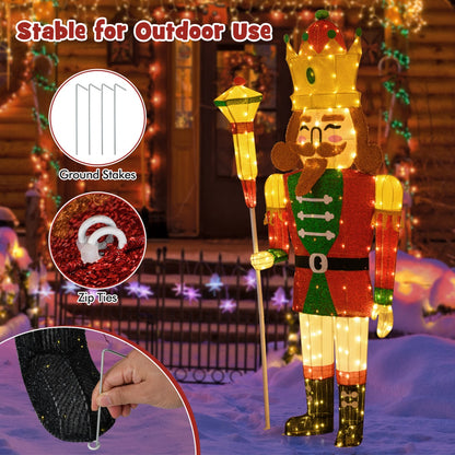Pre-lit Outdoor Christmas Lightened Nutcracker King Decoration