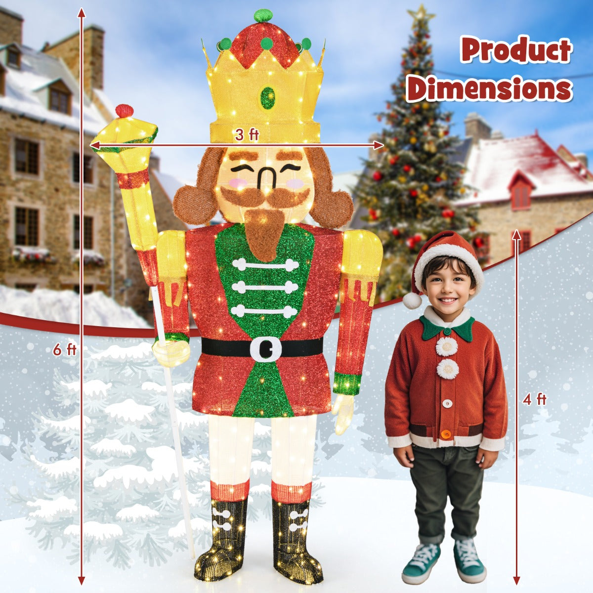 Pre-lit Outdoor Christmas Lightened Nutcracker King Decoration