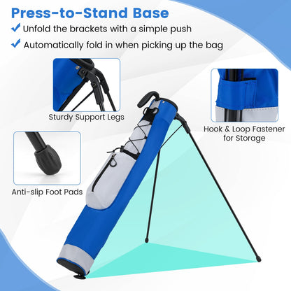 Lightweight Golf Stand Bag with Shoulder Strap and Bottle Holder-Blue