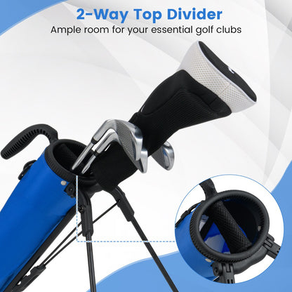 Lightweight Golf Stand Bag with Shoulder Strap and Bottle Holder-Blue