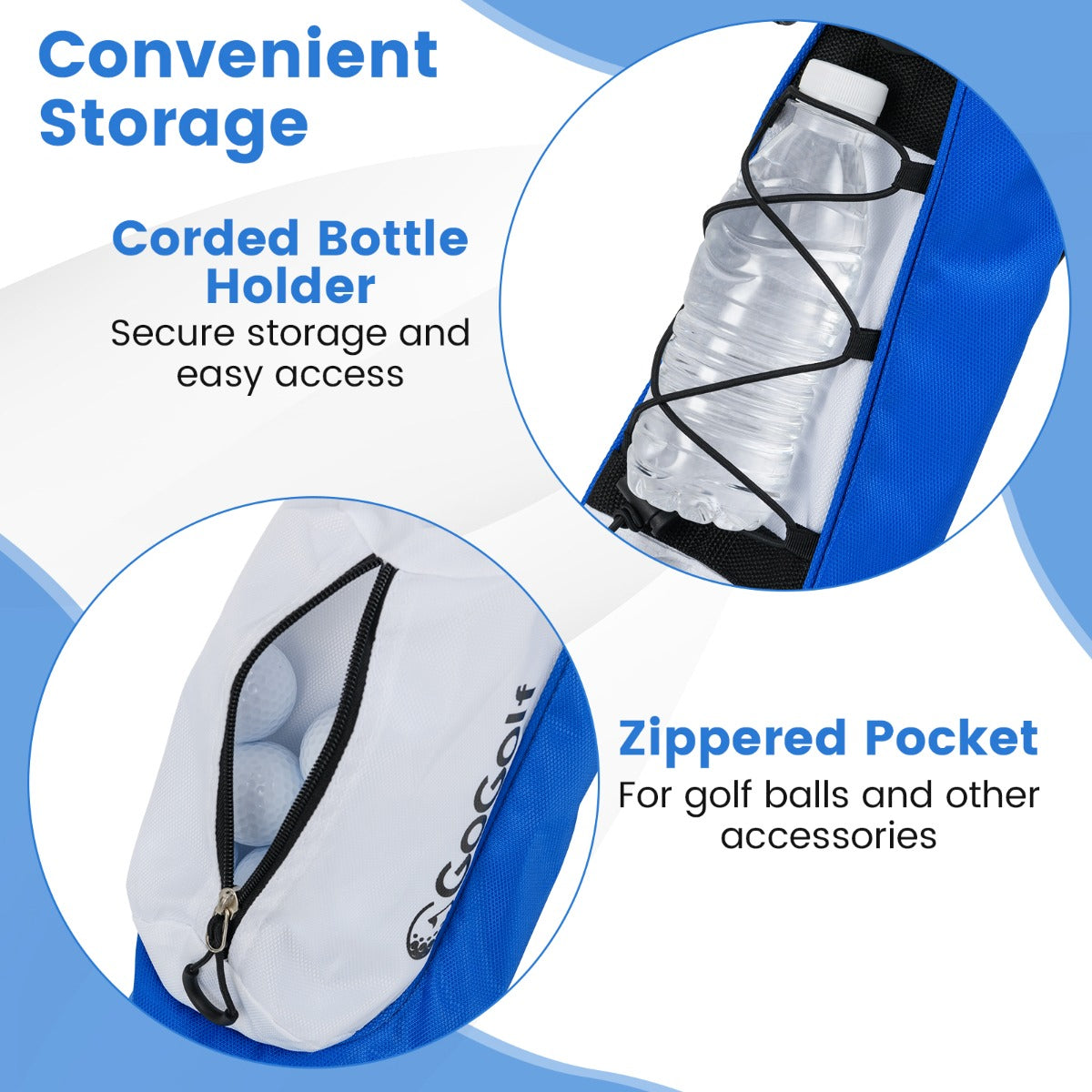 Lightweight Golf Stand Bag with Shoulder Strap and Bottle Holder-Blue
