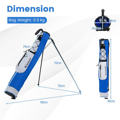 Lightweight Golf Stand Bag with Shoulder Strap and Bottle Holder-Blue