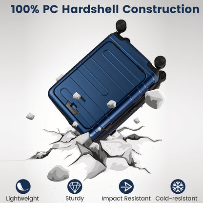 Lightweight PC Hardside Suitcase with Double TSA Lock for Travel/Camping-Navy