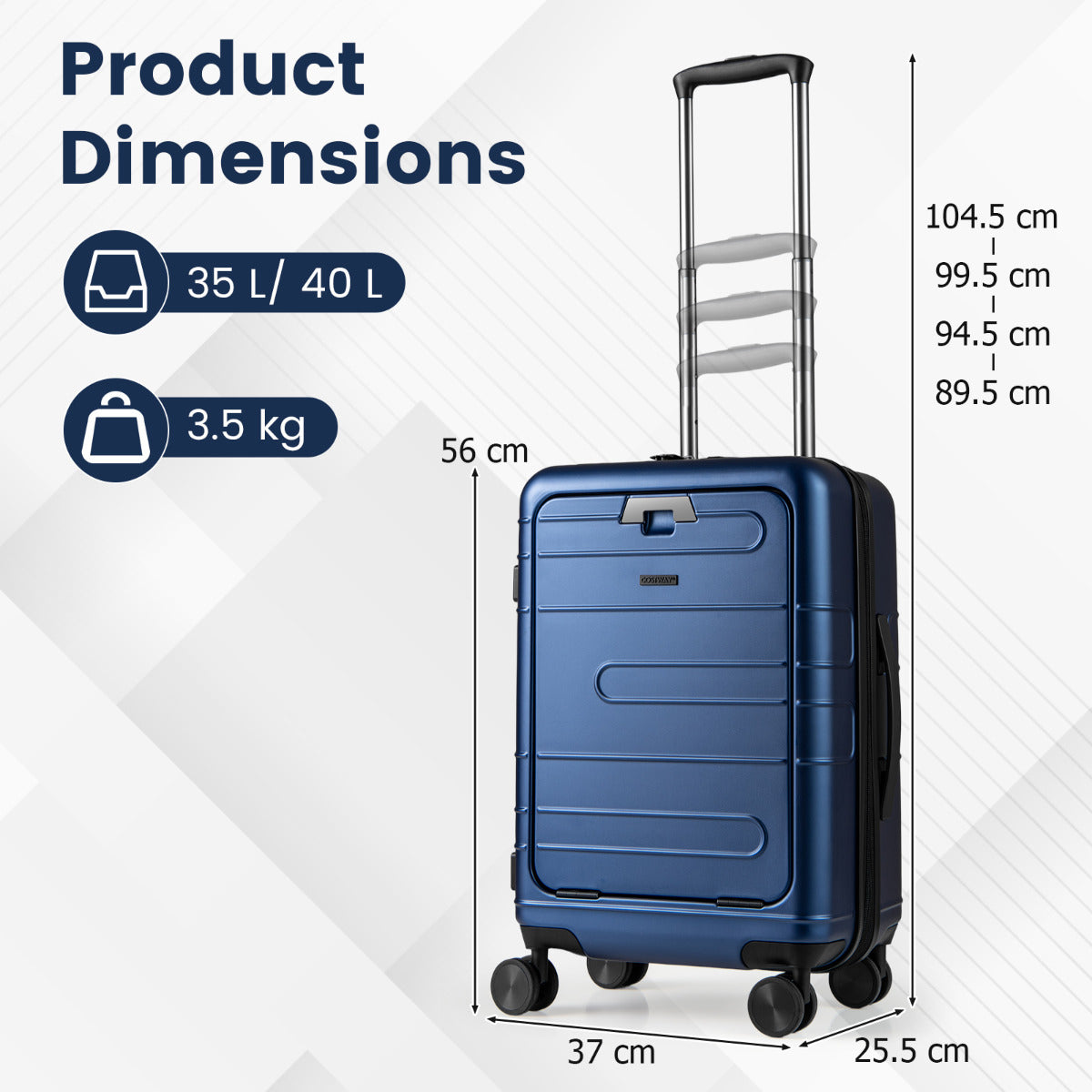 Lightweight PC Hardside Suitcase with Double TSA Lock for Travel/Camping-Navy