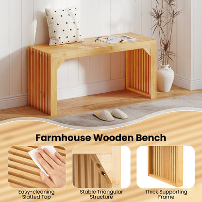Long Entryway Bamboo Bench for Hallway and Living Room-Natural
