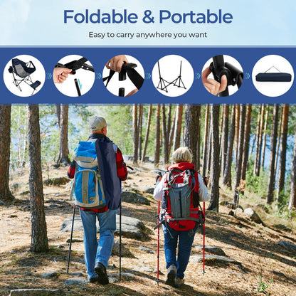 Portable Folding Camping Lounge Chair with Footrest  for Beach Lawn Fishing-Navy